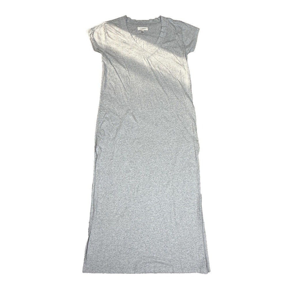 L*SPACE Dress Womens Medium Gray V Neck Short Sleeve T Shirt Maxi Casual